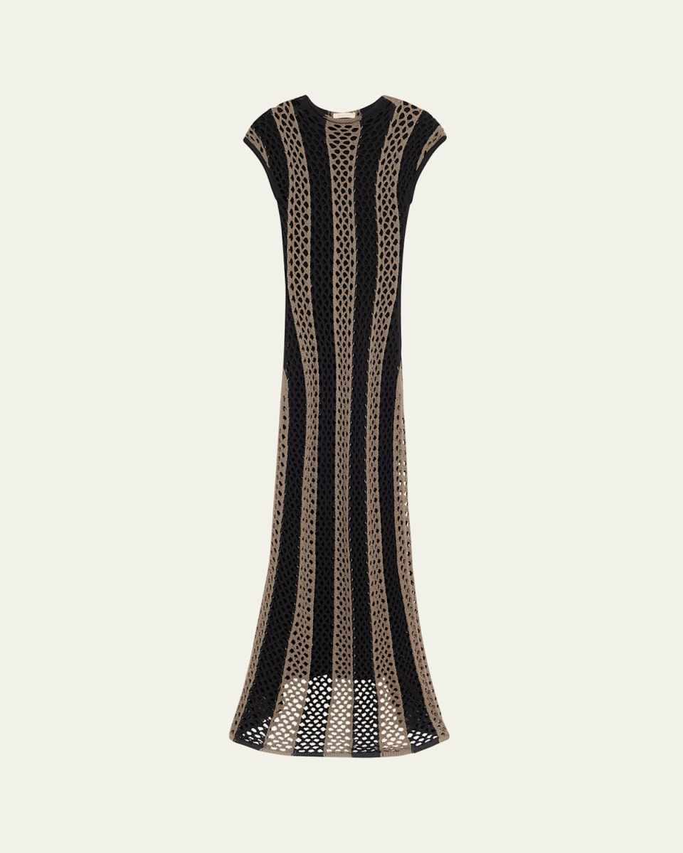 Neale Open-Knit Stripe Maxi Dress